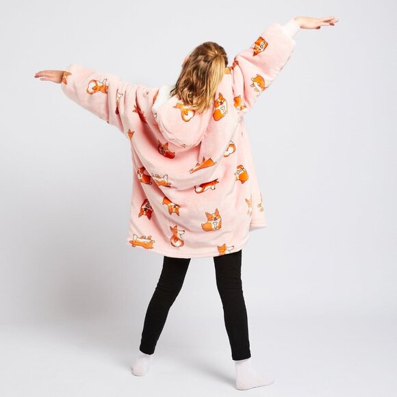 THE OODIE Adult Oversized Hoodie Blanket Fleece Sherpa Corgi Dog Print- ONE SIZE - Picture 10 of 16